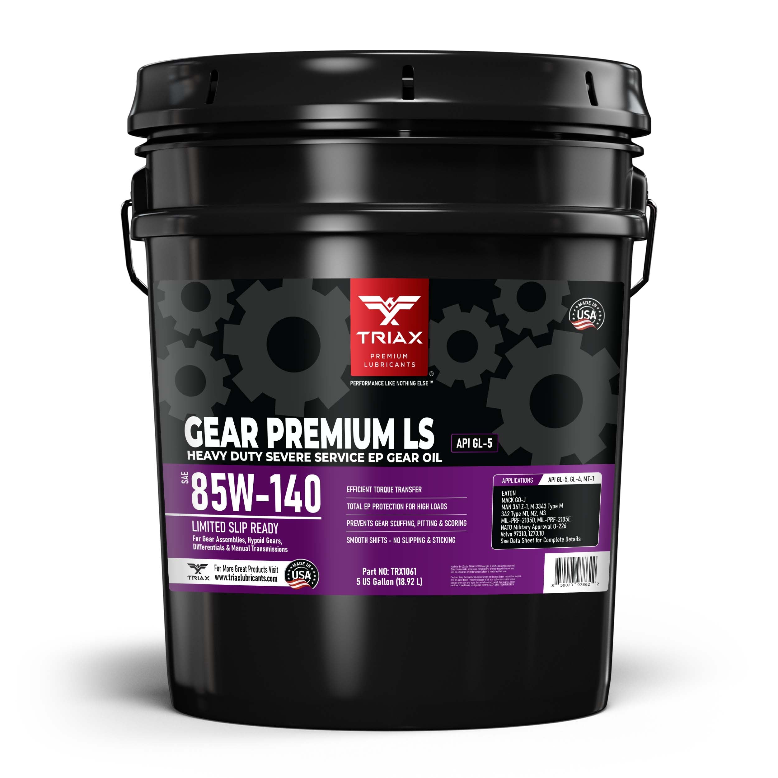 TRIAX Gear Oil Premium LS 85W-140 GL-5 Limited Slip 5 Gal Pail