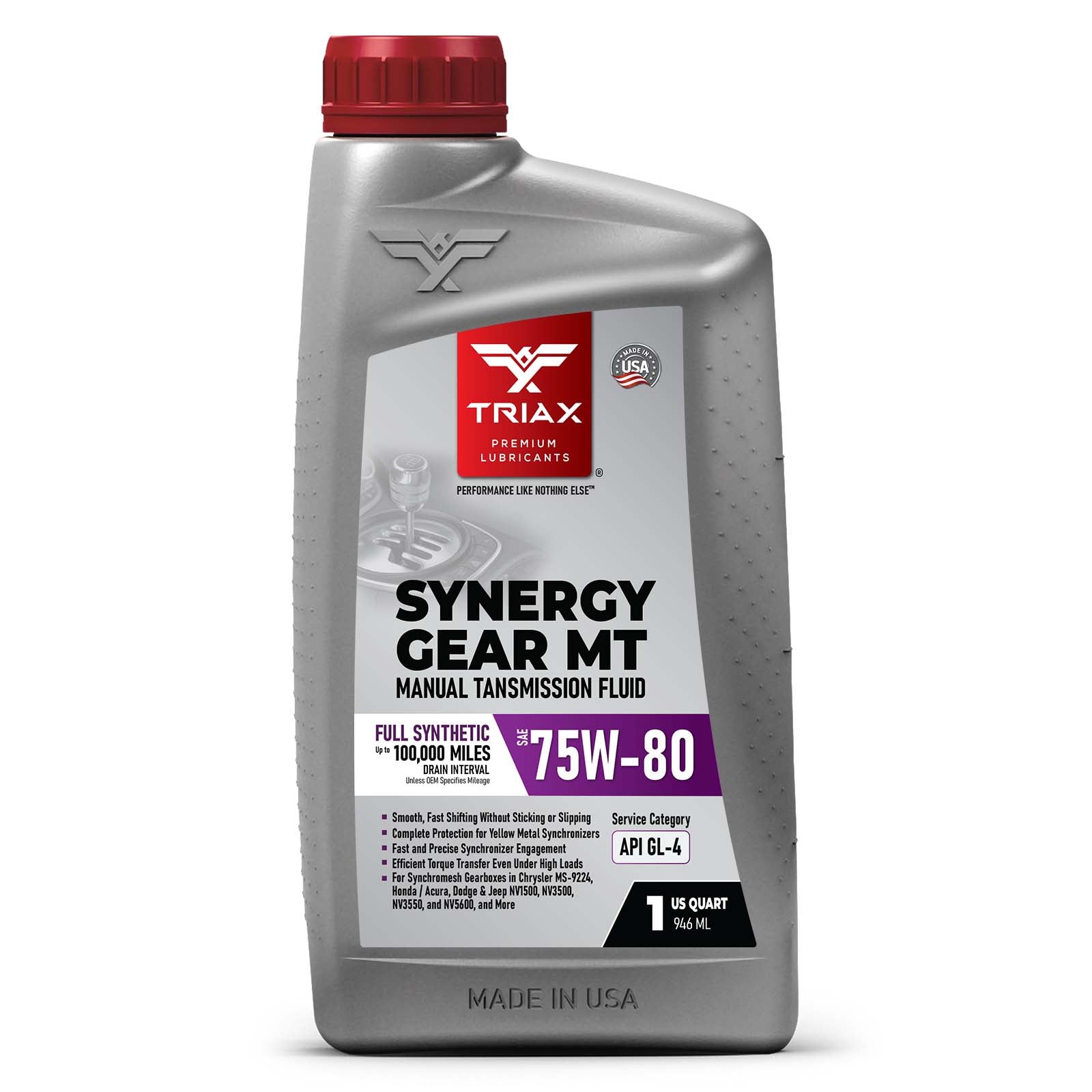 TRIAX Synergy Gear MT 75W-80 Gl-4 Full Synthetic Manual Transmission Fluid, 1 Gallon
