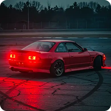 Sports car doing donuts