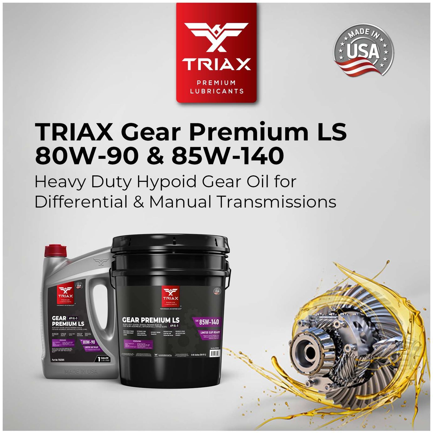 TRIAX Gear Oil Premium LS 80W-90 GL-5 Limited Slip 1 Quart