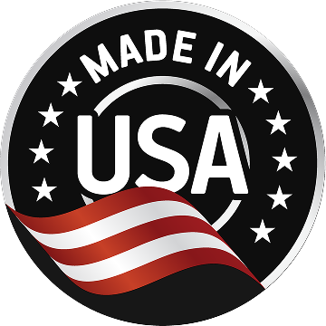 Logo with 'Made in USA' text and American flag on a black background