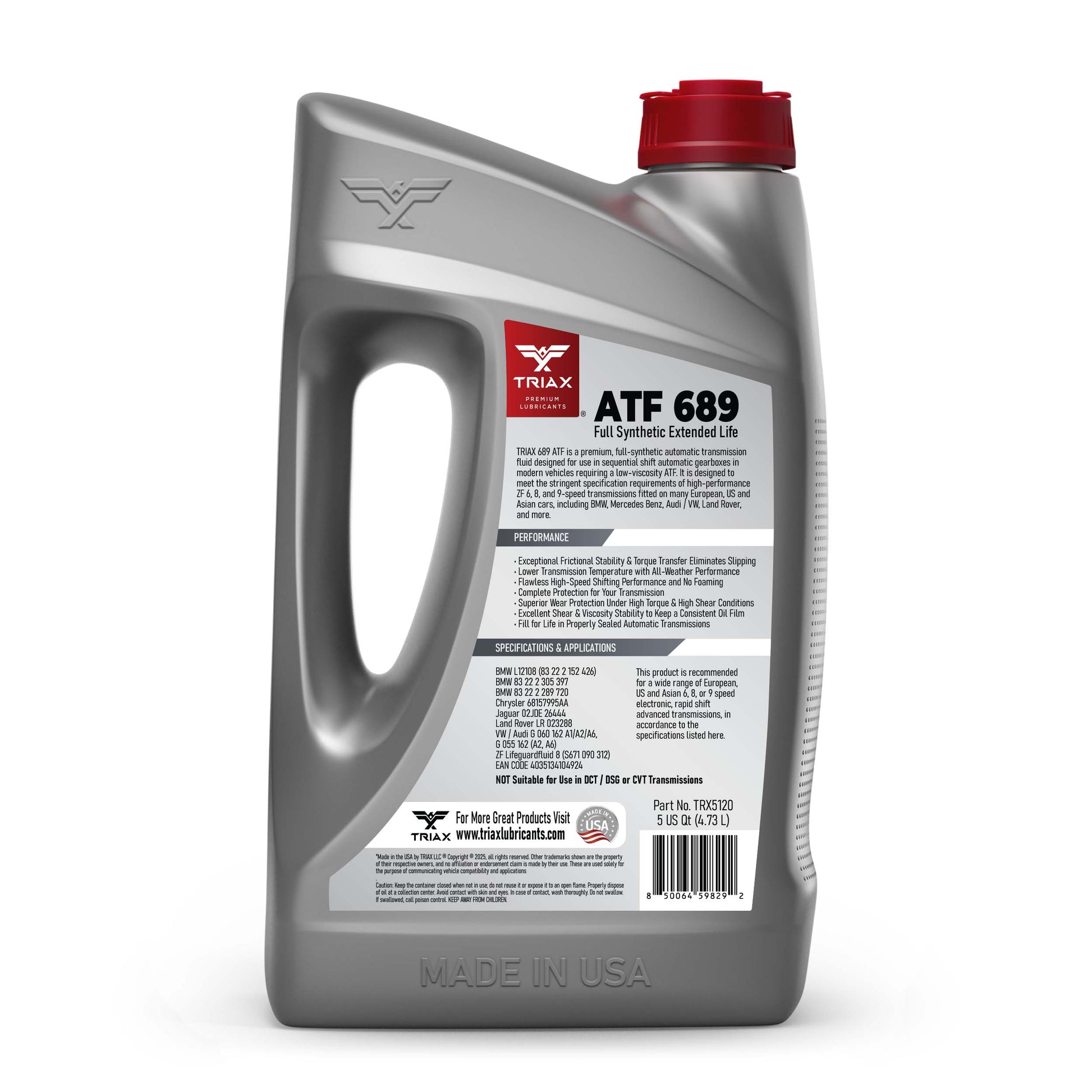 TRIAX ATF 689 Full Synthetic for ZF 6HP, 8HP, 9HP Transmissions (5 Quart)
