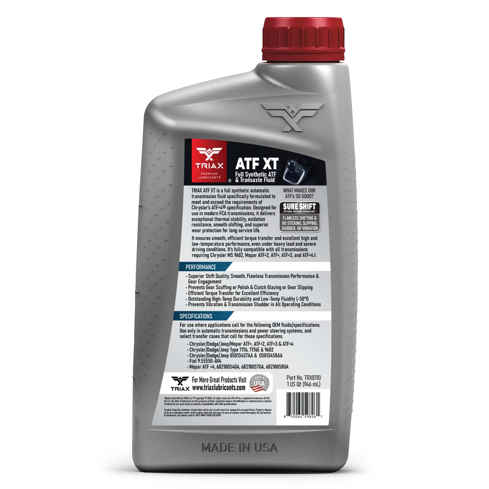 TRIAX ATF XT Full Synthetic ATF+4 Chrysler MS-9602 – TRIAX Lubricants