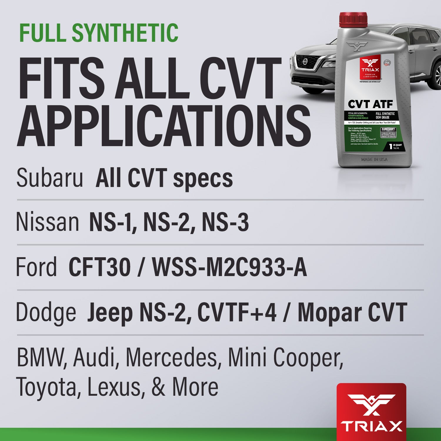 TRIAX CVT ATF Full Synthetic – TRIAX Lubricants