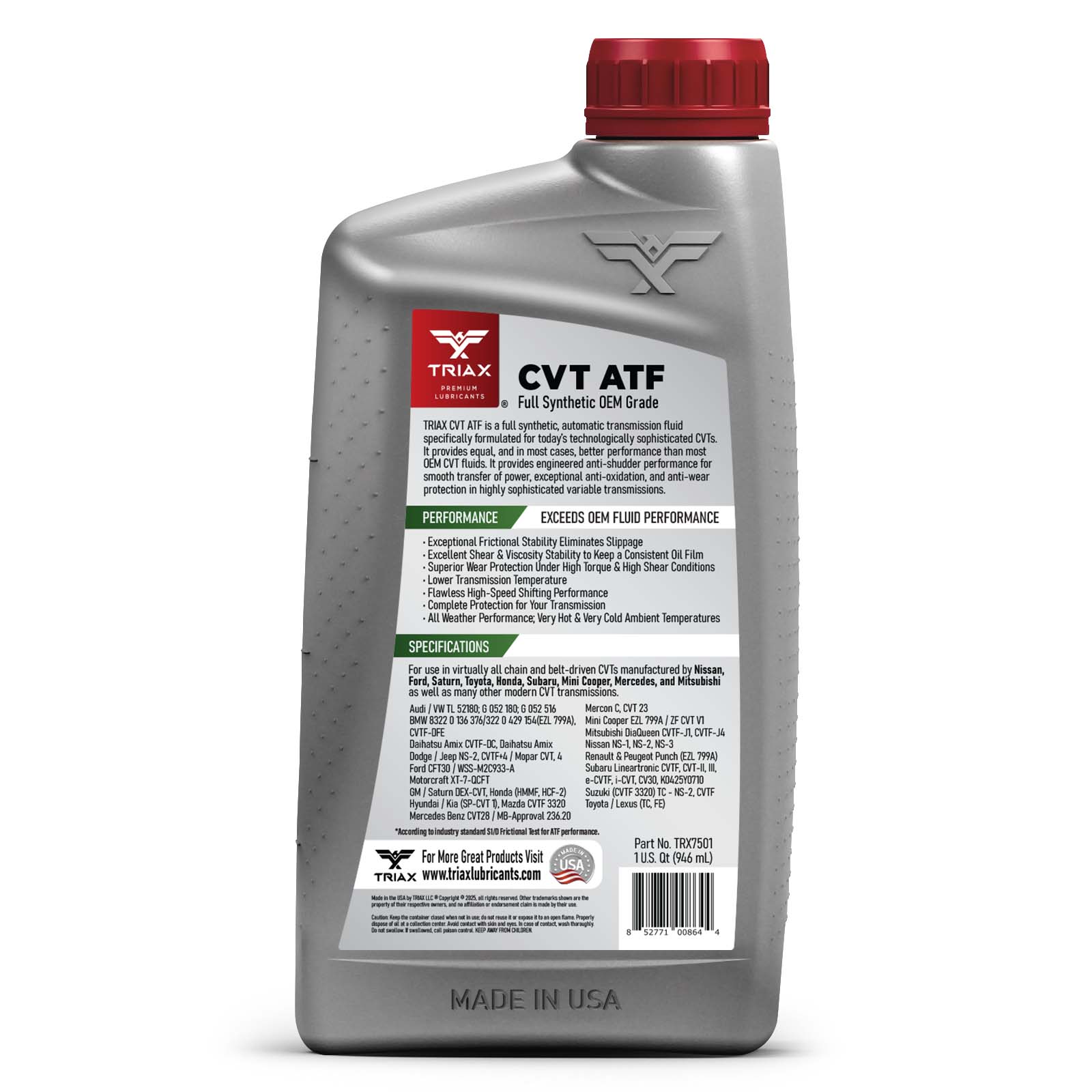 TRIAX CVT ATF Full Synthetic – TRIAX Lubricants