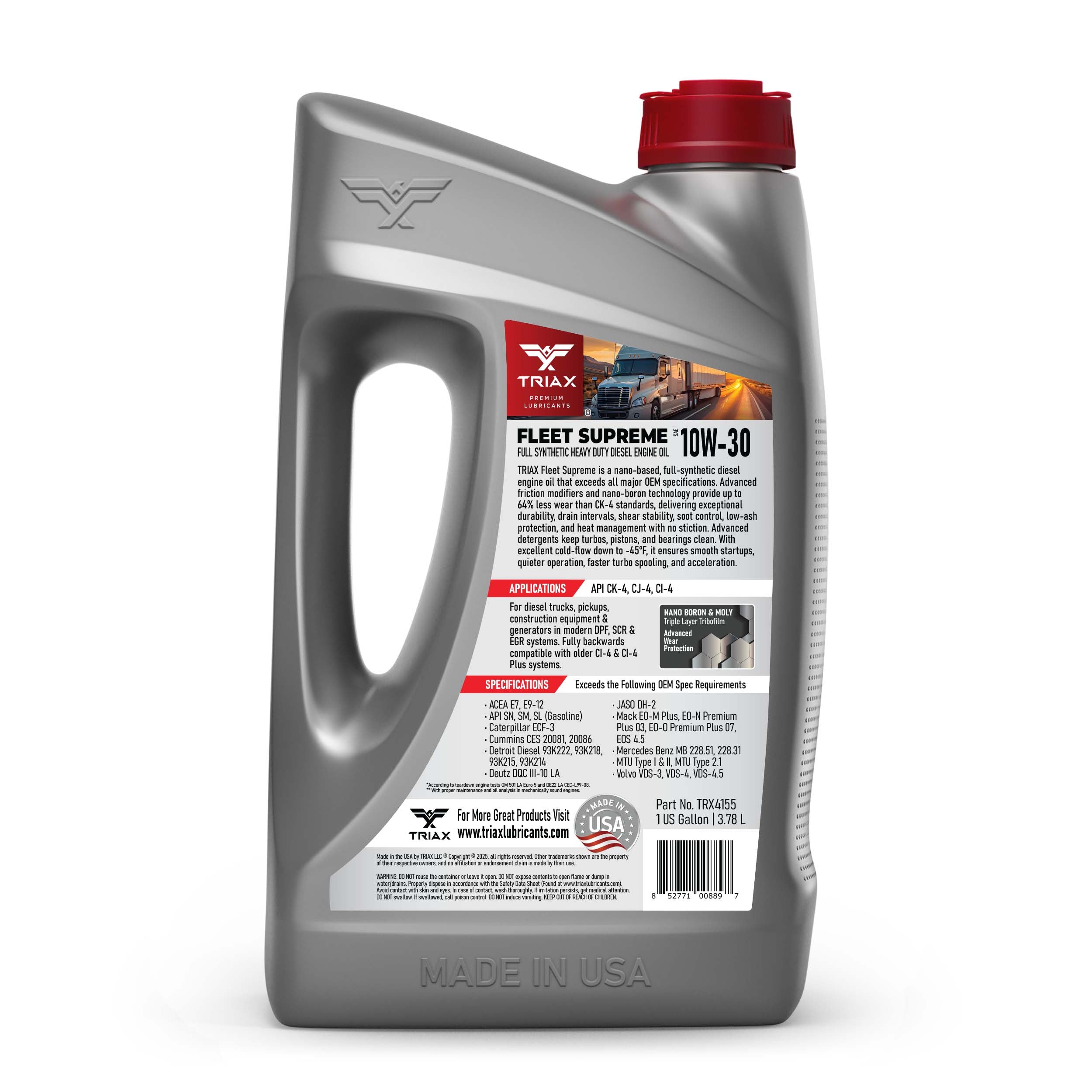 TRIAX Fleet Supreme 10W-30 Full Synthetic – TRIAX Lubricants