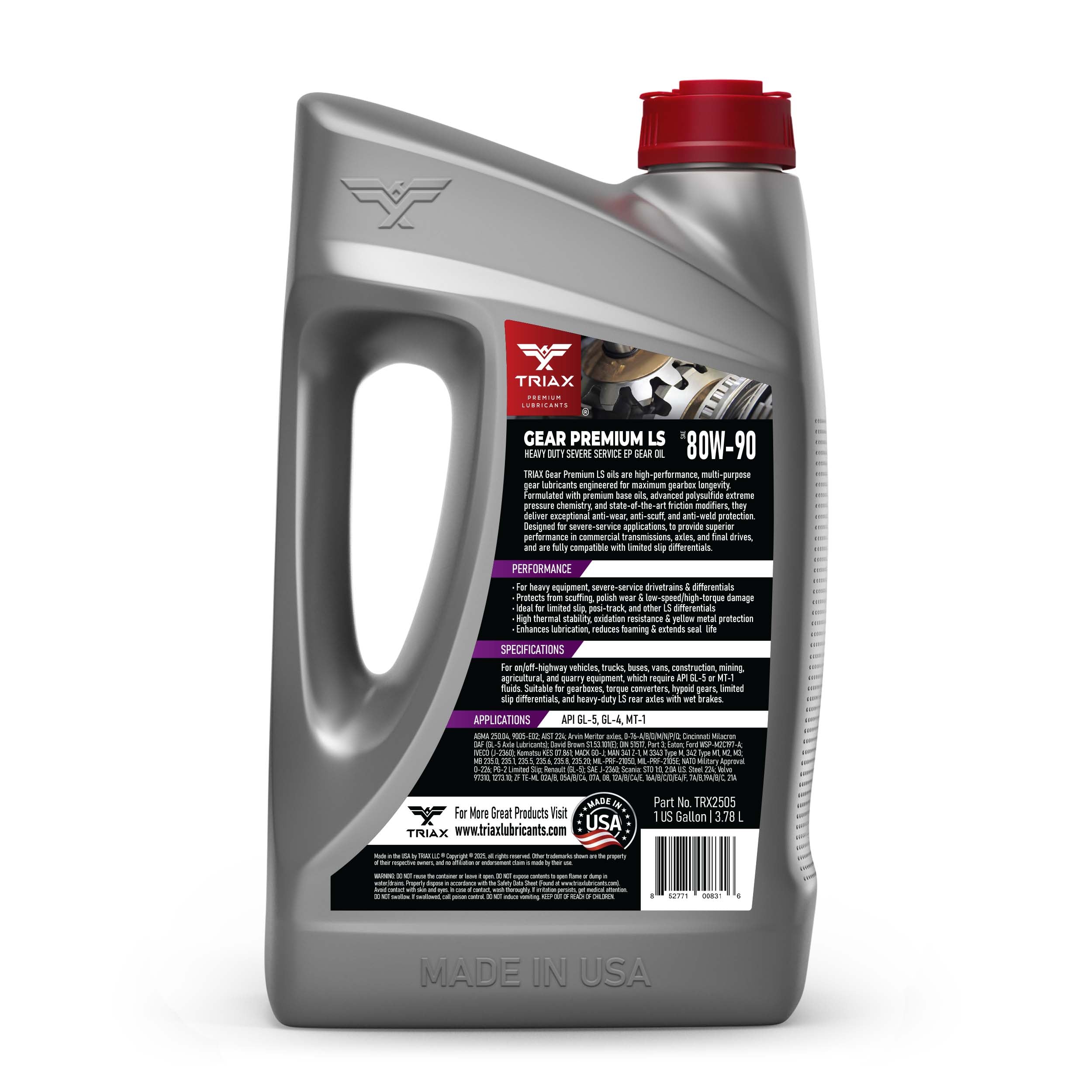 TRIAX Gear Oil Premium LS 80W-90 GL-5 Limited Slip – TRIAX Lubricants