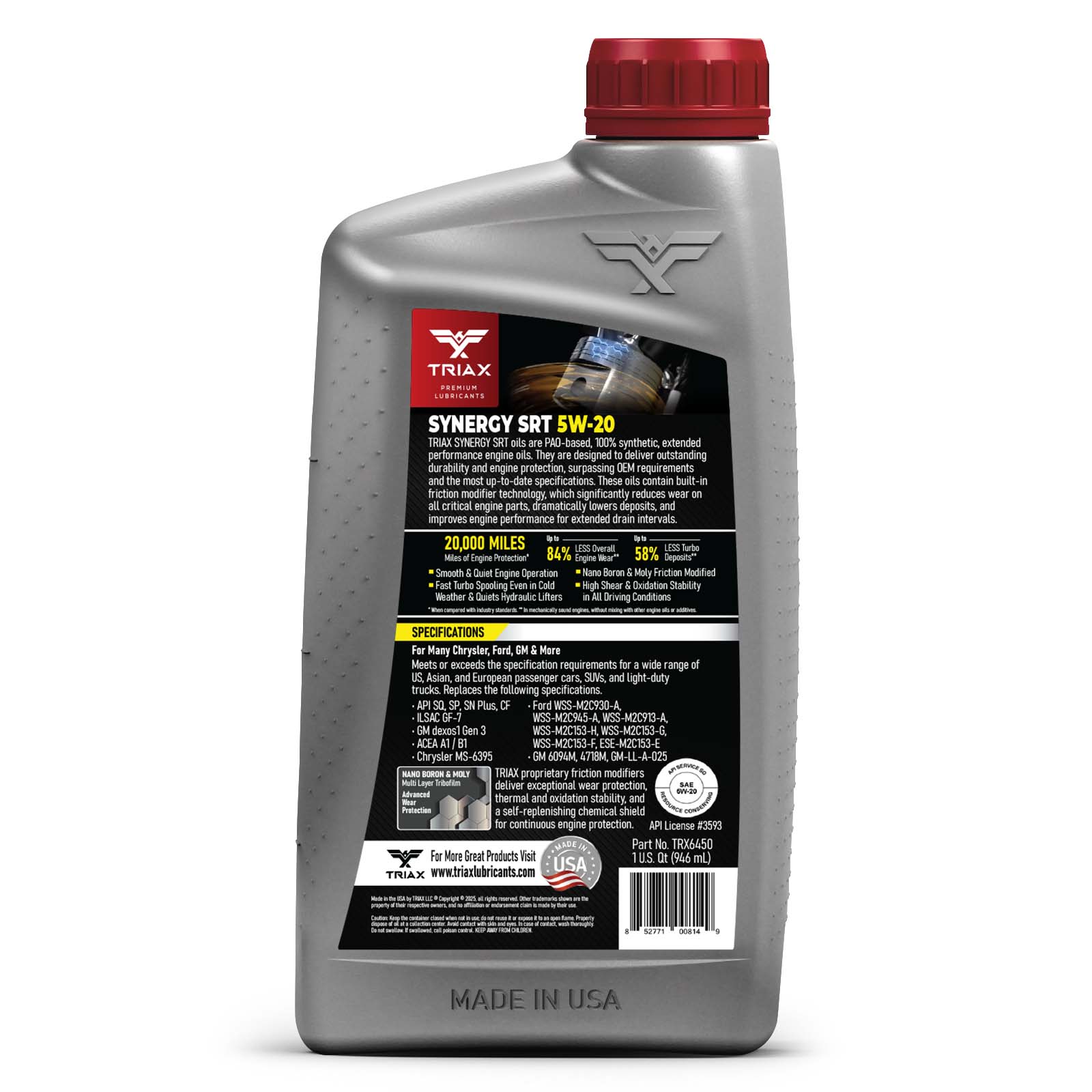 TRIAX Synergy SRT 5W-20 Full Syn – TRIAX Lubricants