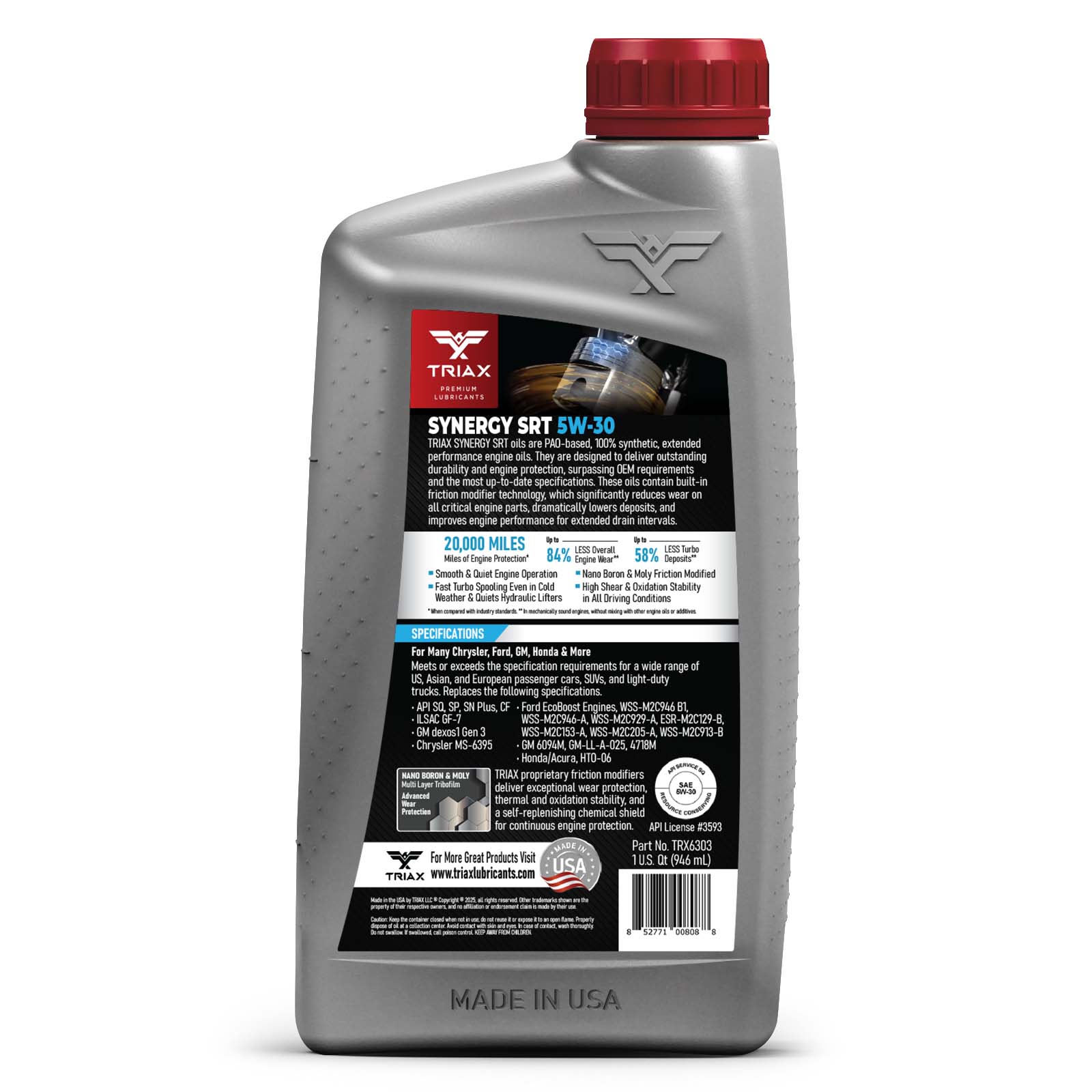 TRIAX Synergy SRT 5W-30 Full Syn – TRIAX Lubricants