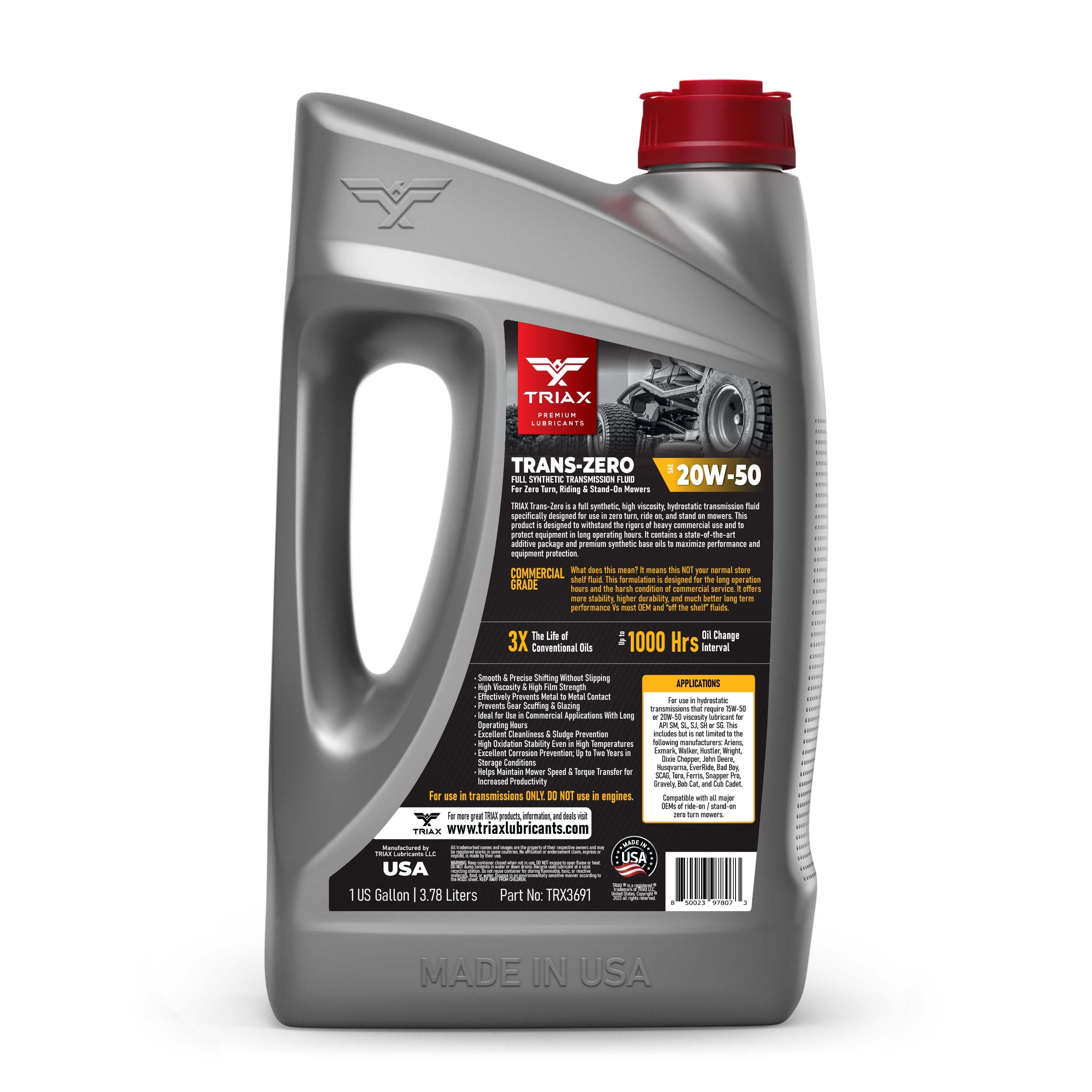 クリス　1104545 TRIAX Zero Turn Mower Fluid Trans-Zero 20W-50 Synthetic – TRIAX